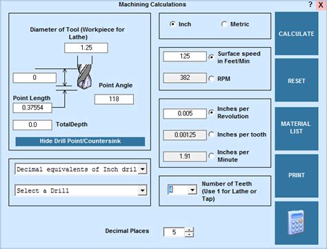 dynamic milling calculator